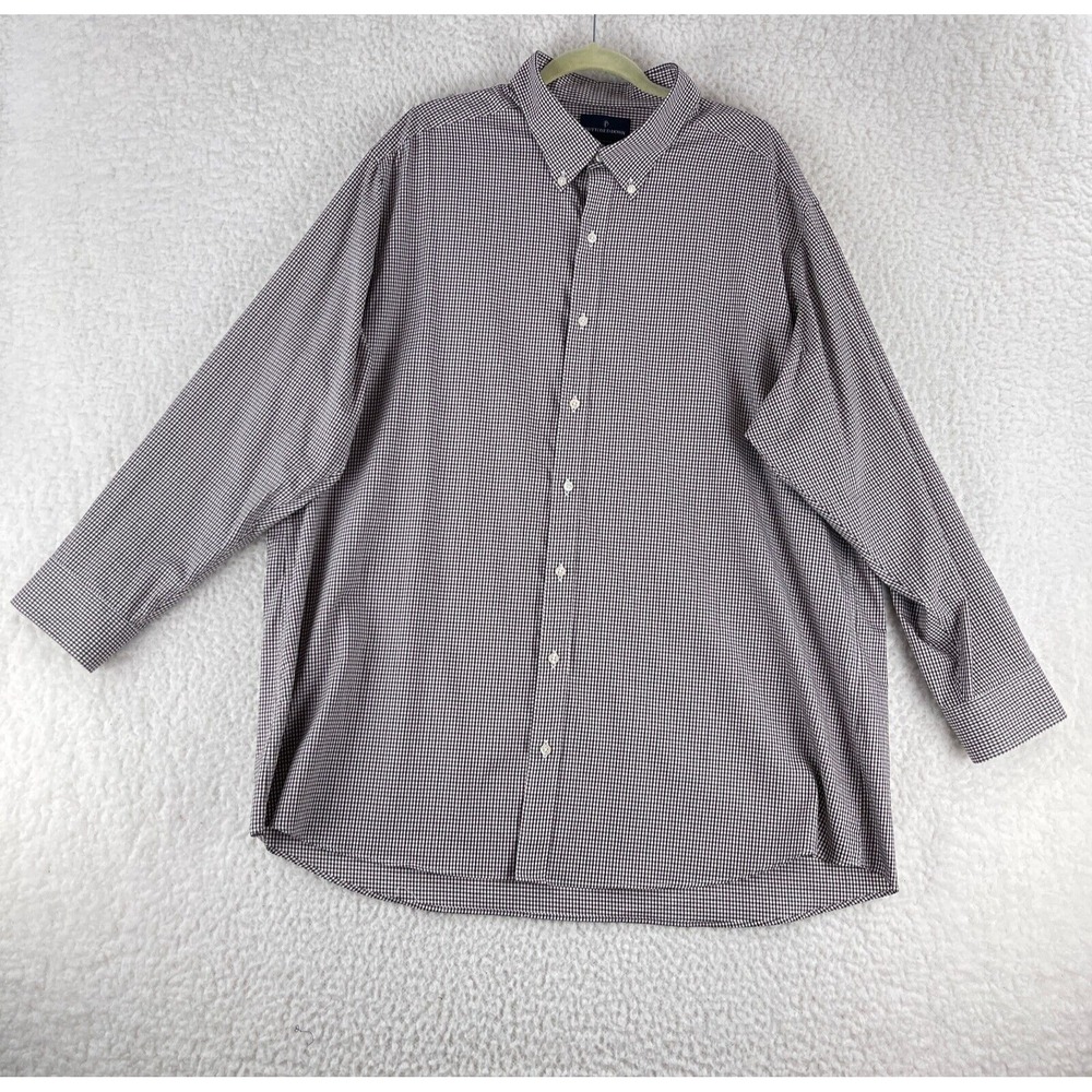 Buttoned Down Brown Plaid‎ Tailored Button-Down Dress Shirt Mens Size 3XL
